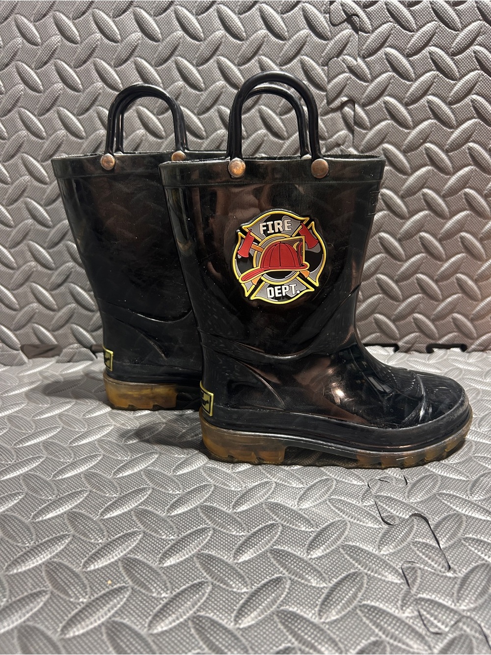 Western Chief Kids Black Fire Department Light Up Rain Boots